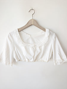 Dirndl Bluse 80s Lochspitze Leinen (M-L)