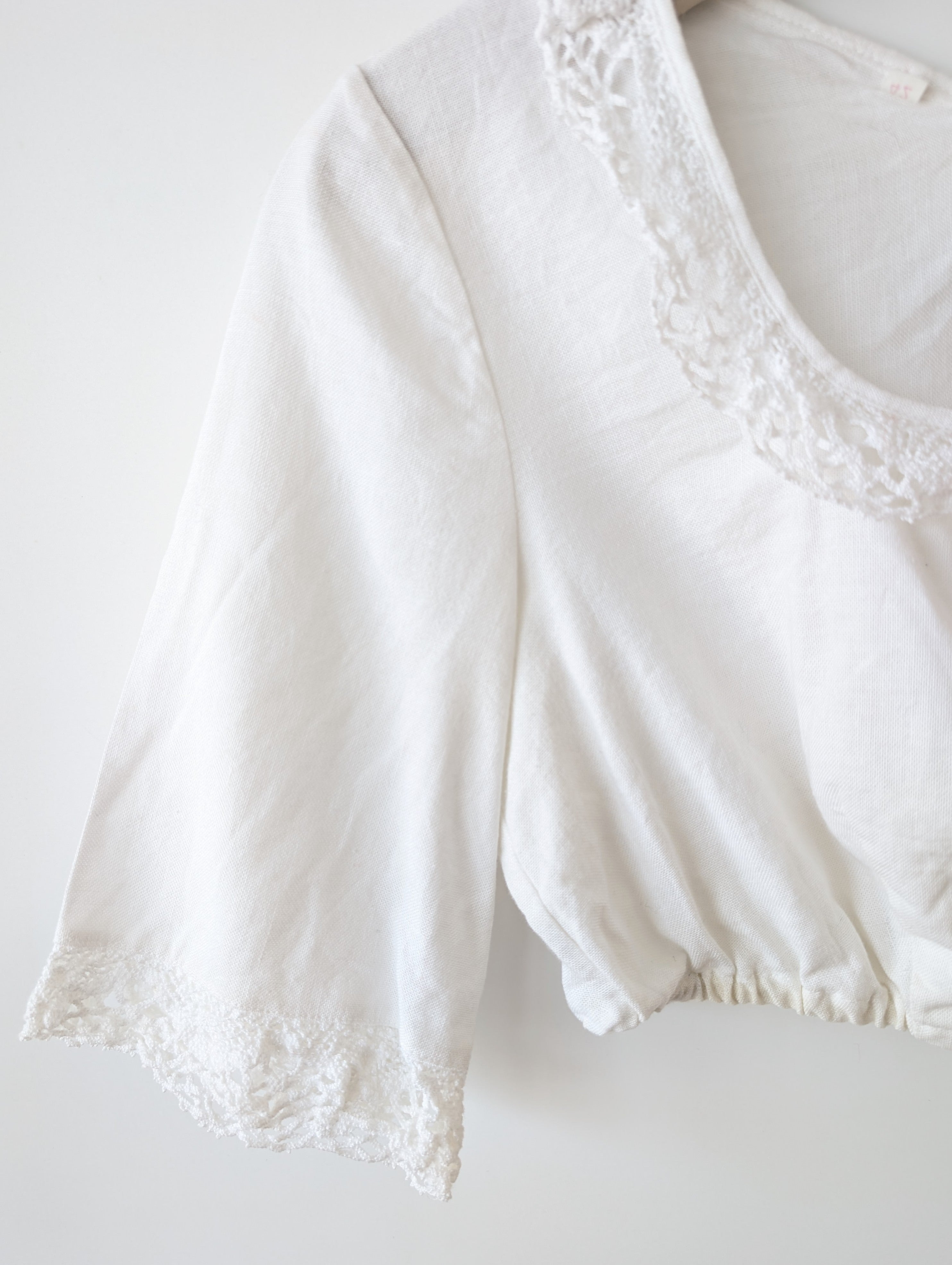 Dirndl Bluse 80s Lochspitze Leinen (M-L)