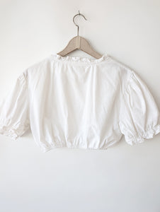 Dirndl Bluse 80s Rüschen Ballonärmel (XL)