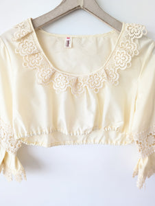 Dirndl Bluse Cropped 70s Lochspitze (S-M)
