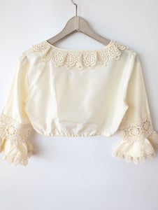 Dirndl Bluse Cropped 70s Lochspitze (S-M)
