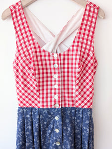 Dirndl Folklore Kleid Hammerschmidt Karo Blumen (L)