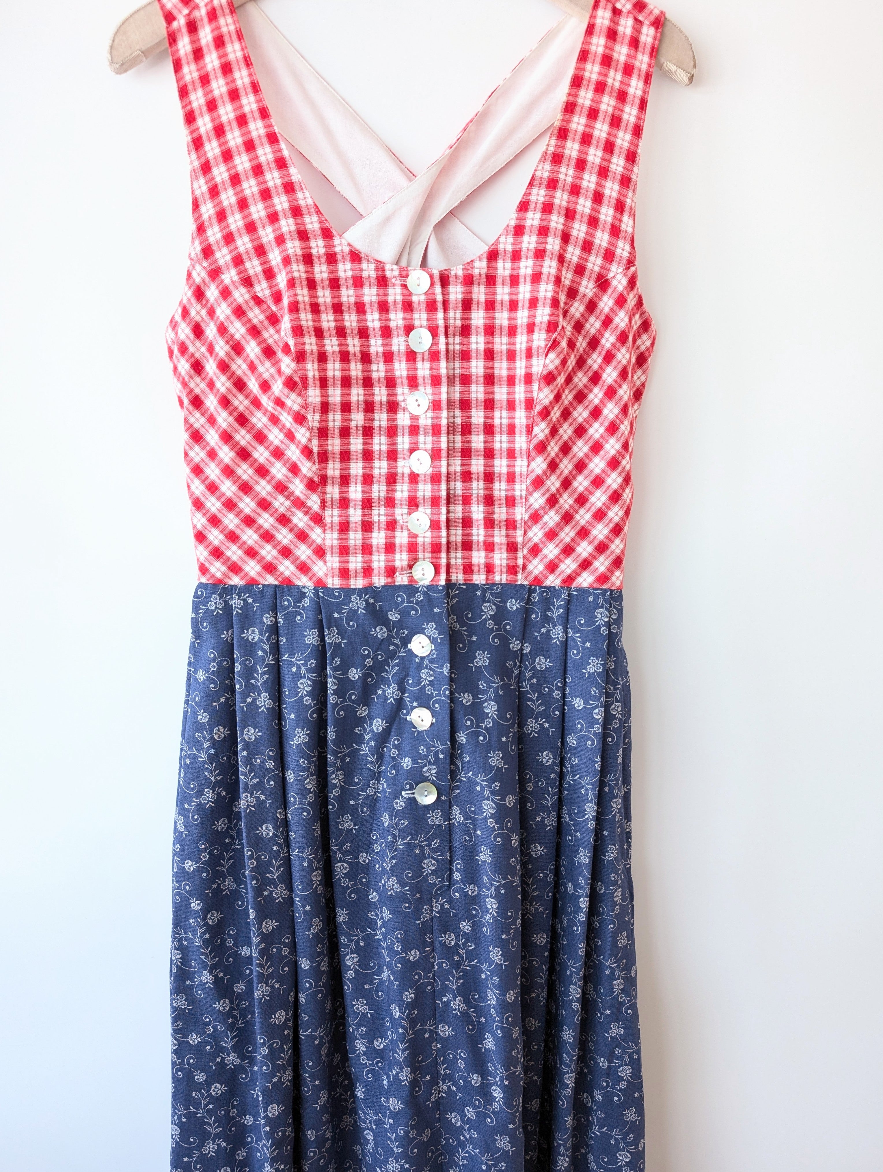 Dirndl Folklore Kleid Hammerschmidt Karo Blumen (L)