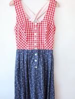 Lade das Bild in den Galerie-Viewer, Dirndl Folklore Kleid Hammerschmidt Karo Blumen (L)
