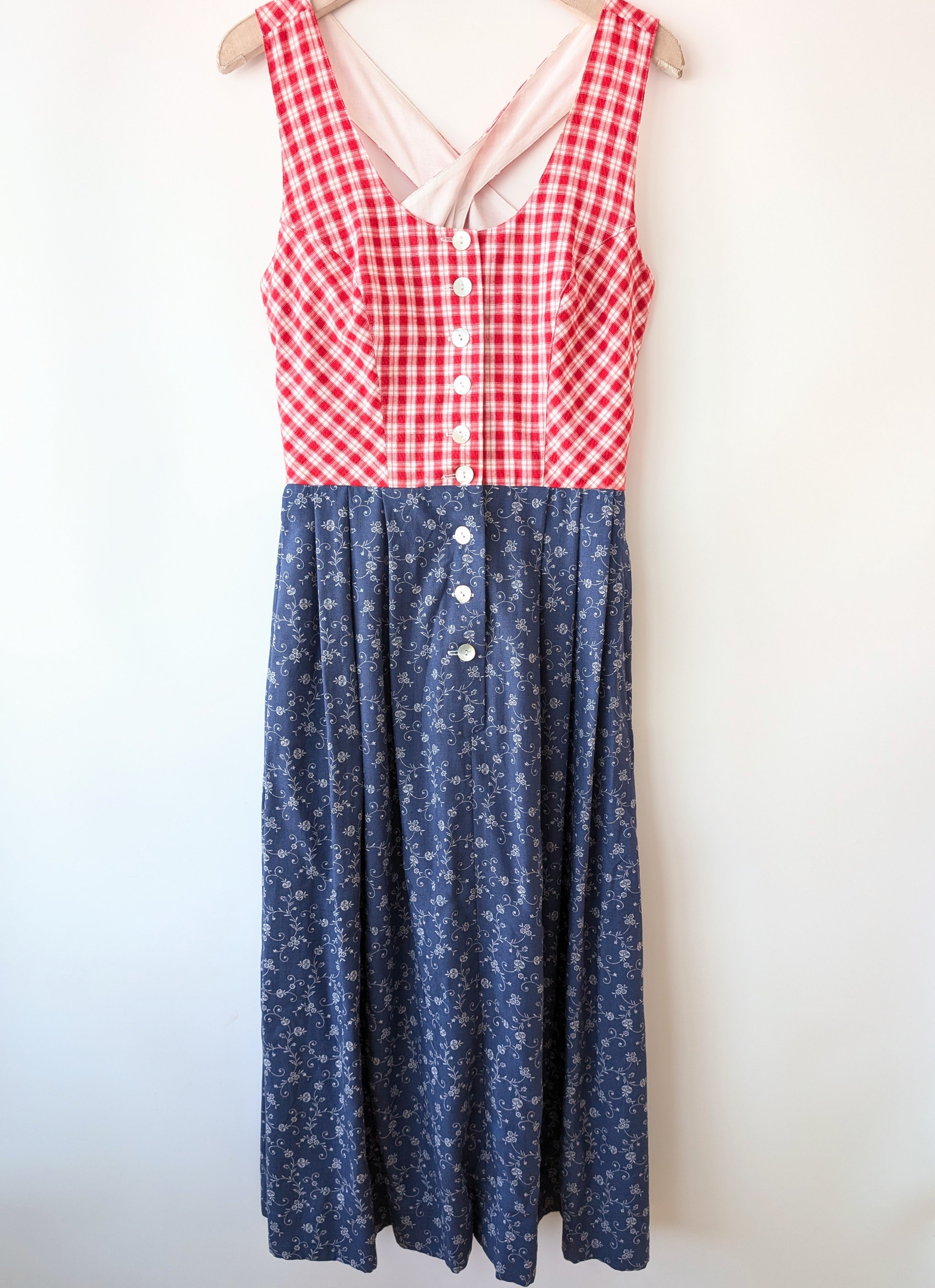 Dirndl Folklore Kleid Hammerschmidt Karo Blumen (L)
