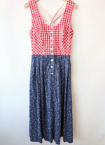 Lade das Bild in den Galerie-Viewer, Dirndl Folklore Kleid Hammerschmidt Karo Blumen (L)
