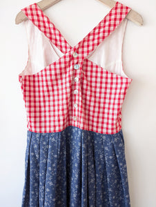 Dirndl Folklore Kleid Hammerschmidt Karo Blumen (L)