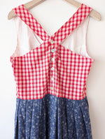 Lade das Bild in den Galerie-Viewer, Dirndl Folklore Kleid Hammerschmidt Karo Blumen (L)
