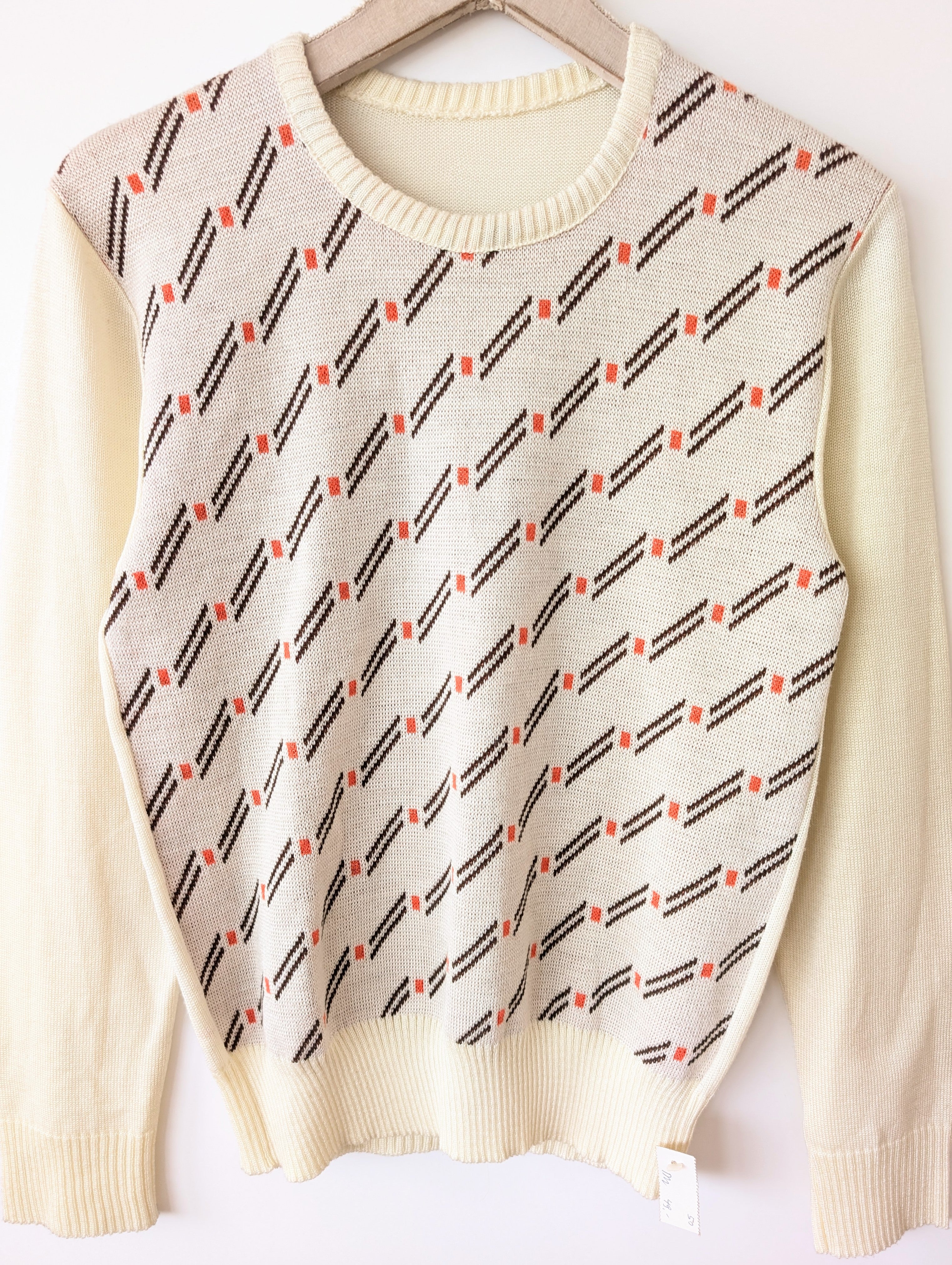 Pullover 70s Iconic Strick Rot 49,- DM (L)