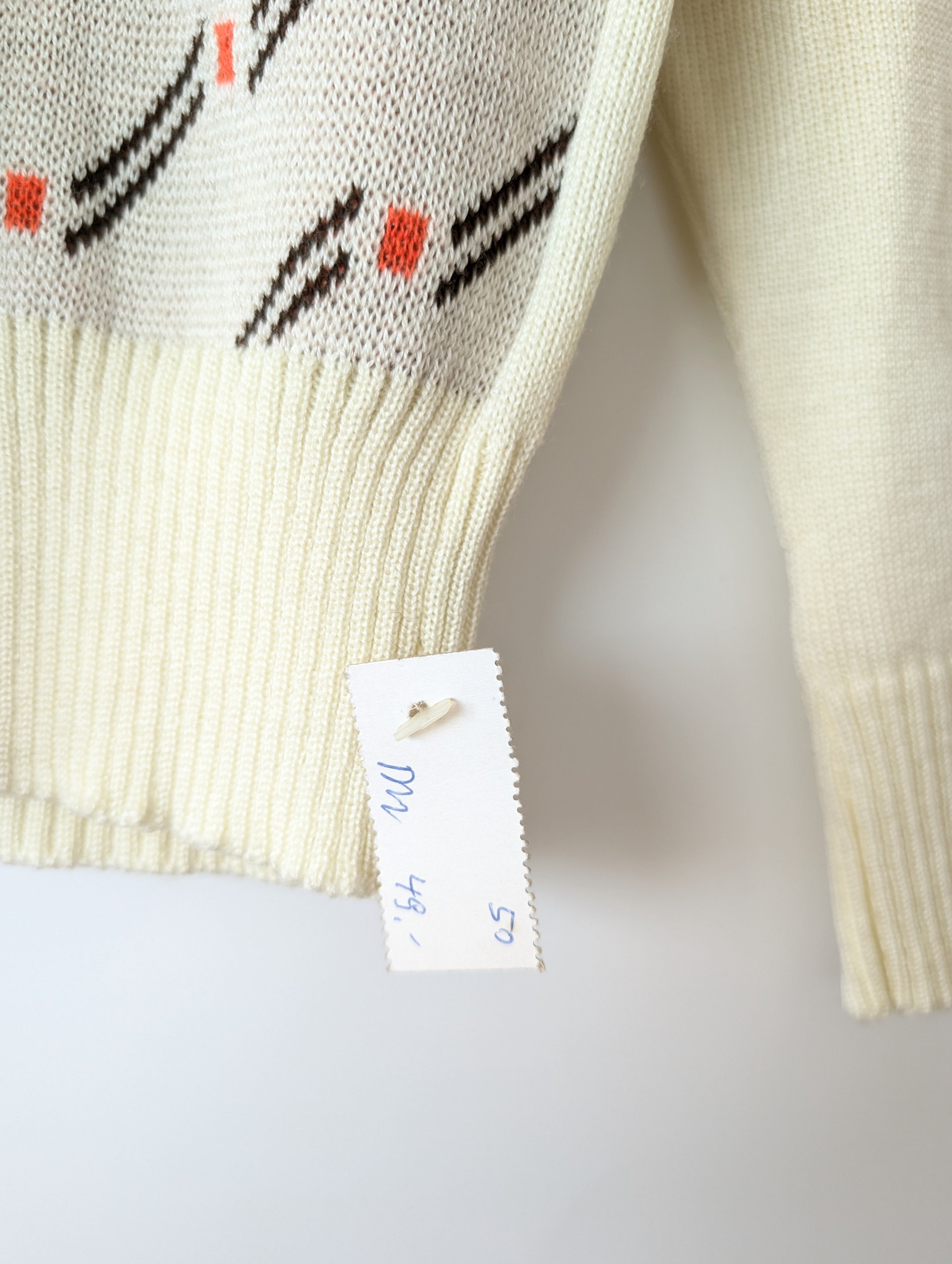 Pullover 70s Iconic Strick Rot 49,- DM (L)