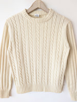 Lade das Bild in den Galerie-Viewer, Pullover 70s Zopfstrick Creme 79,- DM (S)

