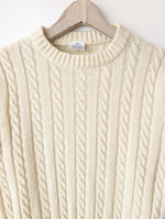 Lade das Bild in den Galerie-Viewer, Pullover 70s Zopfstrick Creme 79,- DM (S)
