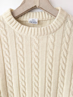 Lade das Bild in den Galerie-Viewer, Pullover 70s Zopfstrick Creme 79,- DM (S)
