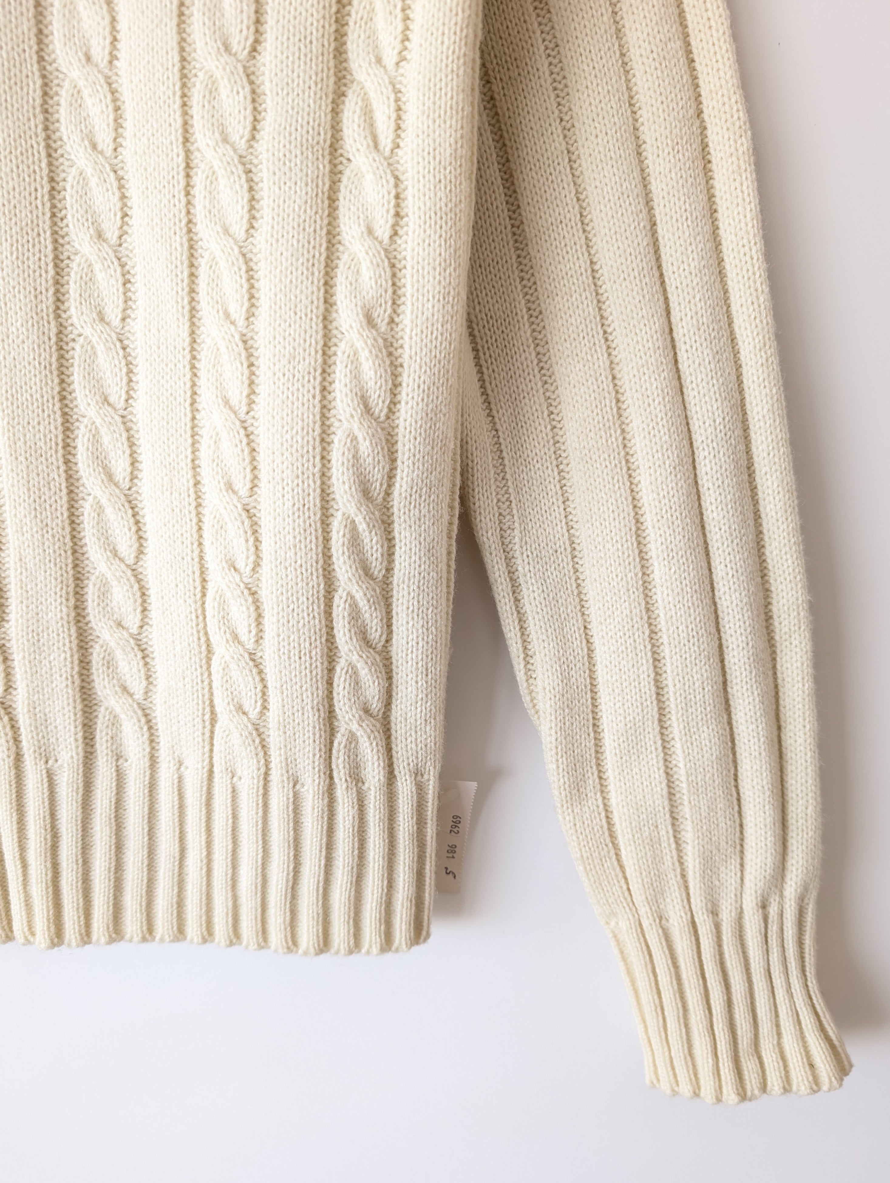 Pullover 70s Zopfstrick Creme 79,- DM (S)