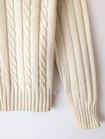 Lade das Bild in den Galerie-Viewer, Pullover 70s Zopfstrick Creme 79,- DM (S)

