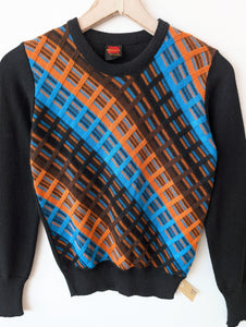 Pullover 70s Orange Blau 39,- DM (S-M)