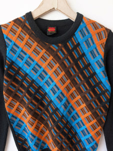 Pullover 70s Orange Blau 39,- DM (S-M)