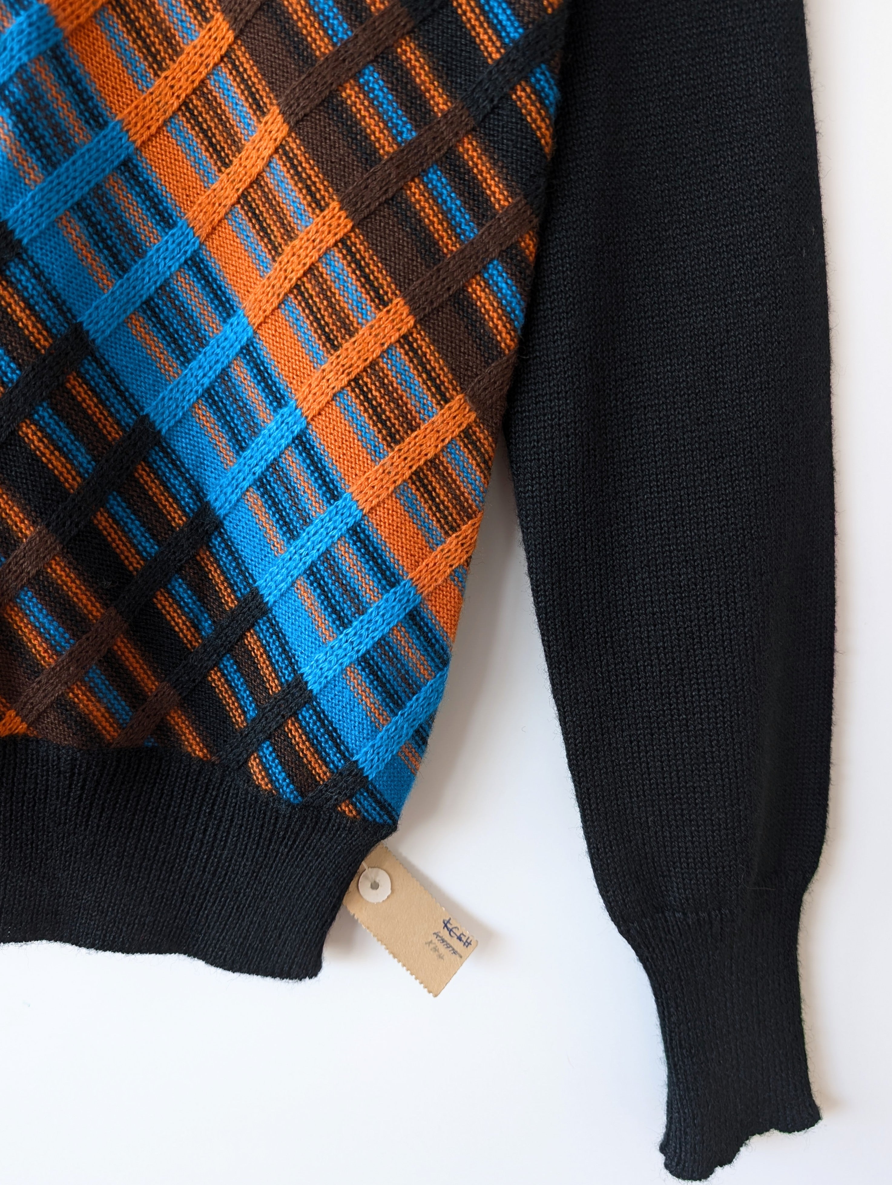Pullover 70s Orange Blau 39,- DM (S-M)