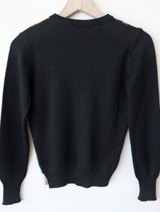 Pullover 70s Orange Blau 39,- DM (S-M)