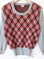 Lade das Bild in den Galerie-Viewer, Pullover 70s Rauten Strick 39,- DM (L)
