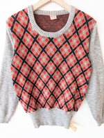 Lade das Bild in den Galerie-Viewer, Pullover 70s Rauten Strick 39,- DM (L)
