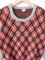 Lade das Bild in den Galerie-Viewer, Pullover 70s Rauten Strick 39,- DM (L)
