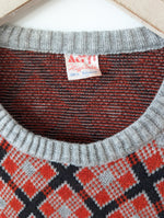 Lade das Bild in den Galerie-Viewer, Pullover 70s Rauten Strick 39,- DM (L)
