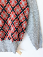 Lade das Bild in den Galerie-Viewer, Pullover 70s Rauten Strick 39,- DM (L)
