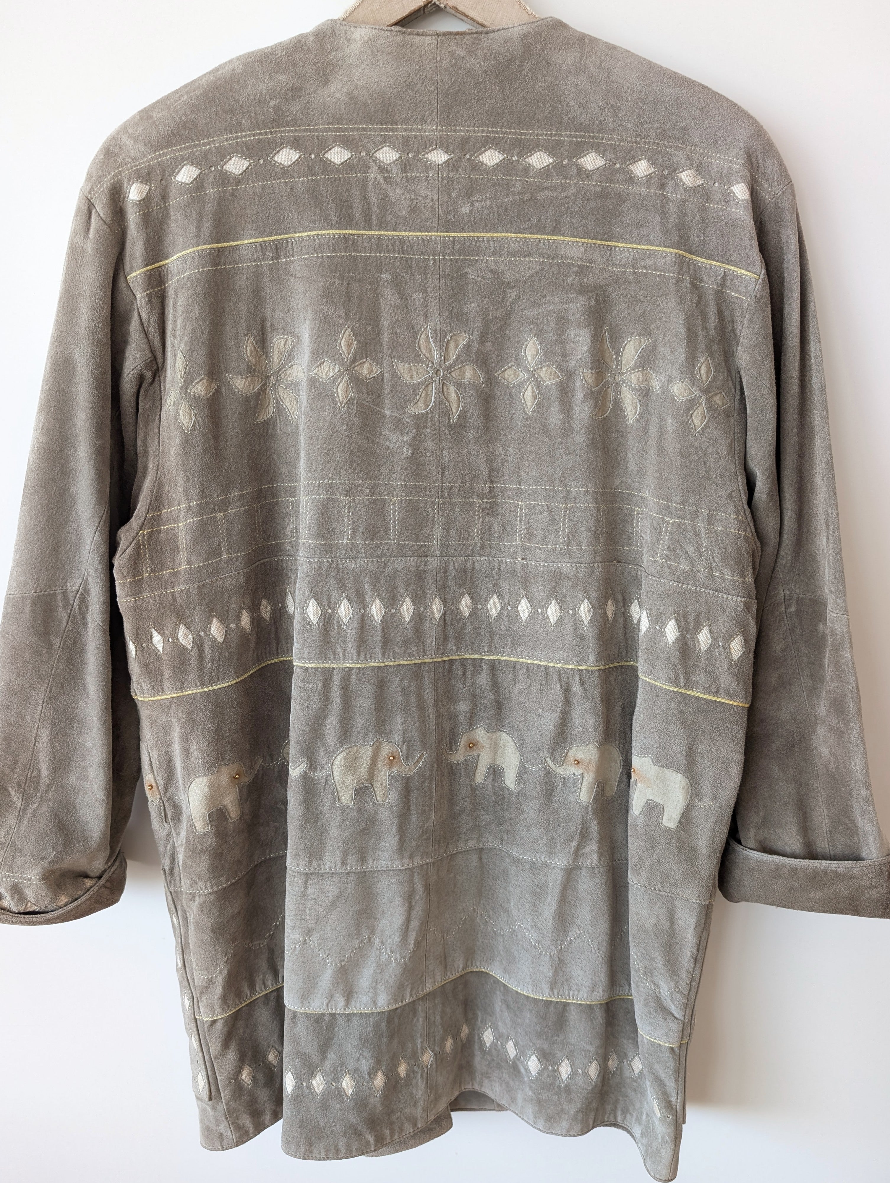 Lederjacke Elefanten Knöpfe 80s Stick (L)