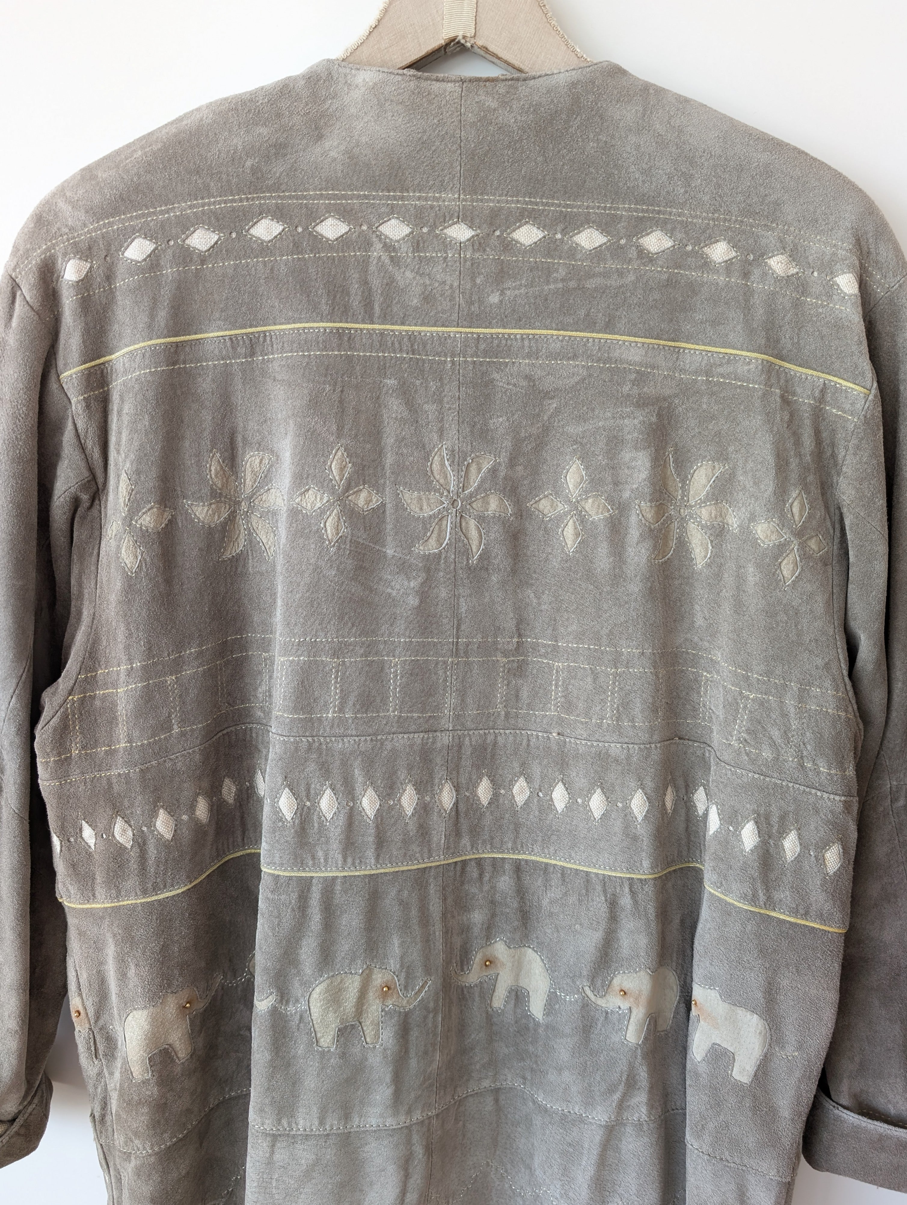 Lederjacke Elefanten Knöpfe 80s Stick (L)