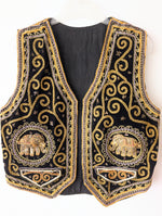 Lade das Bild in den Galerie-Viewer, RARE 70s Bohemian Samt Weste Elefant Stick (L)
