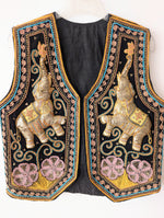 Lade das Bild in den Galerie-Viewer, RARE 70s Bohemian Samt Weste Elefant Blumen Stick (L)
