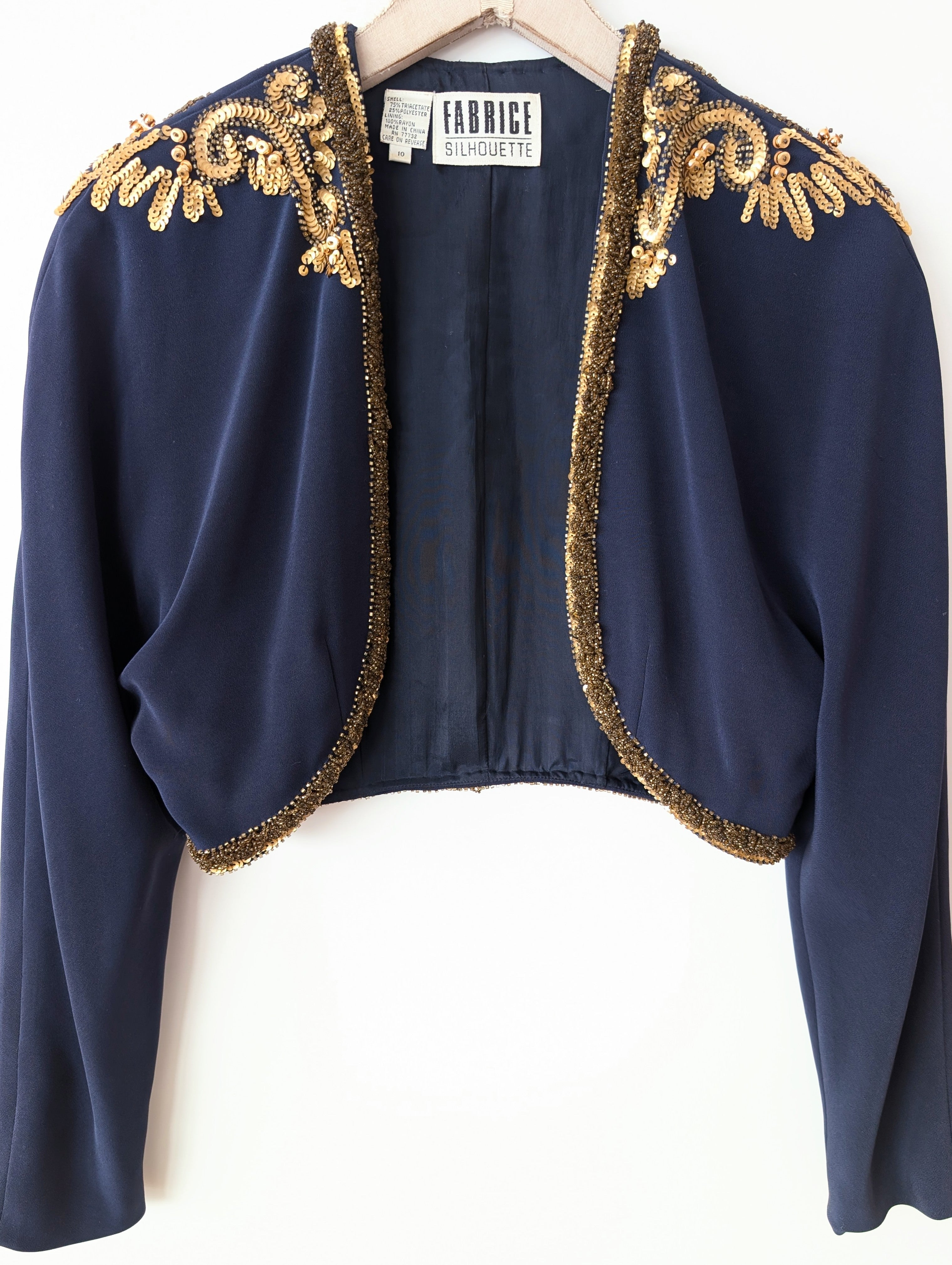 Kurzjacke 80s Bohemian Perlen & Pailletten (M-L)