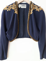 Lade das Bild in den Galerie-Viewer, Kurzjacke 80s Bohemian Perlen &amp; Pailletten (M-L)
