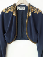 Lade das Bild in den Galerie-Viewer, Kurzjacke 80s Bohemian Perlen &amp; Pailletten (M-L)
