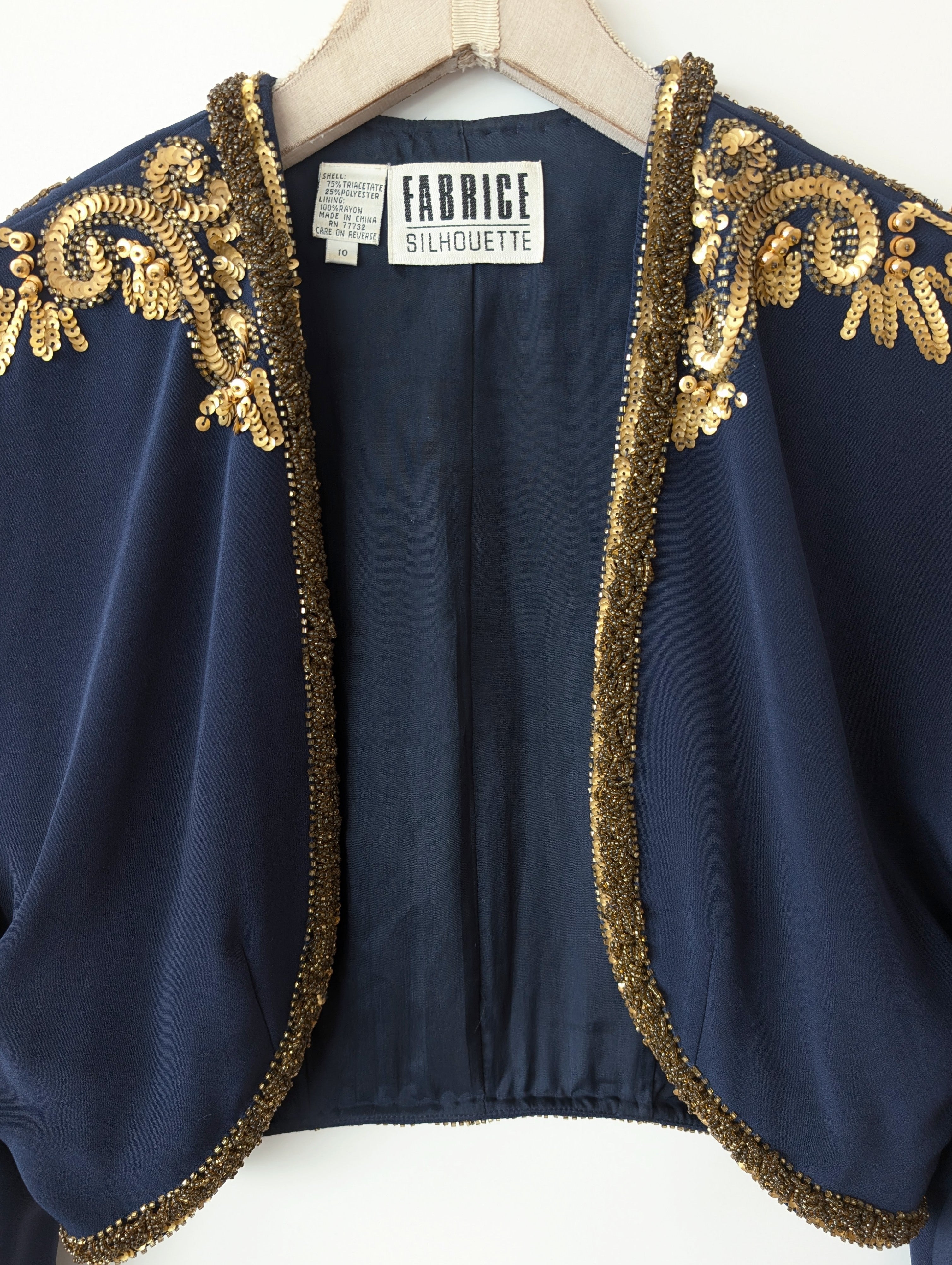 Kurzjacke 80s Bohemian Perlen & Pailletten (M-L)