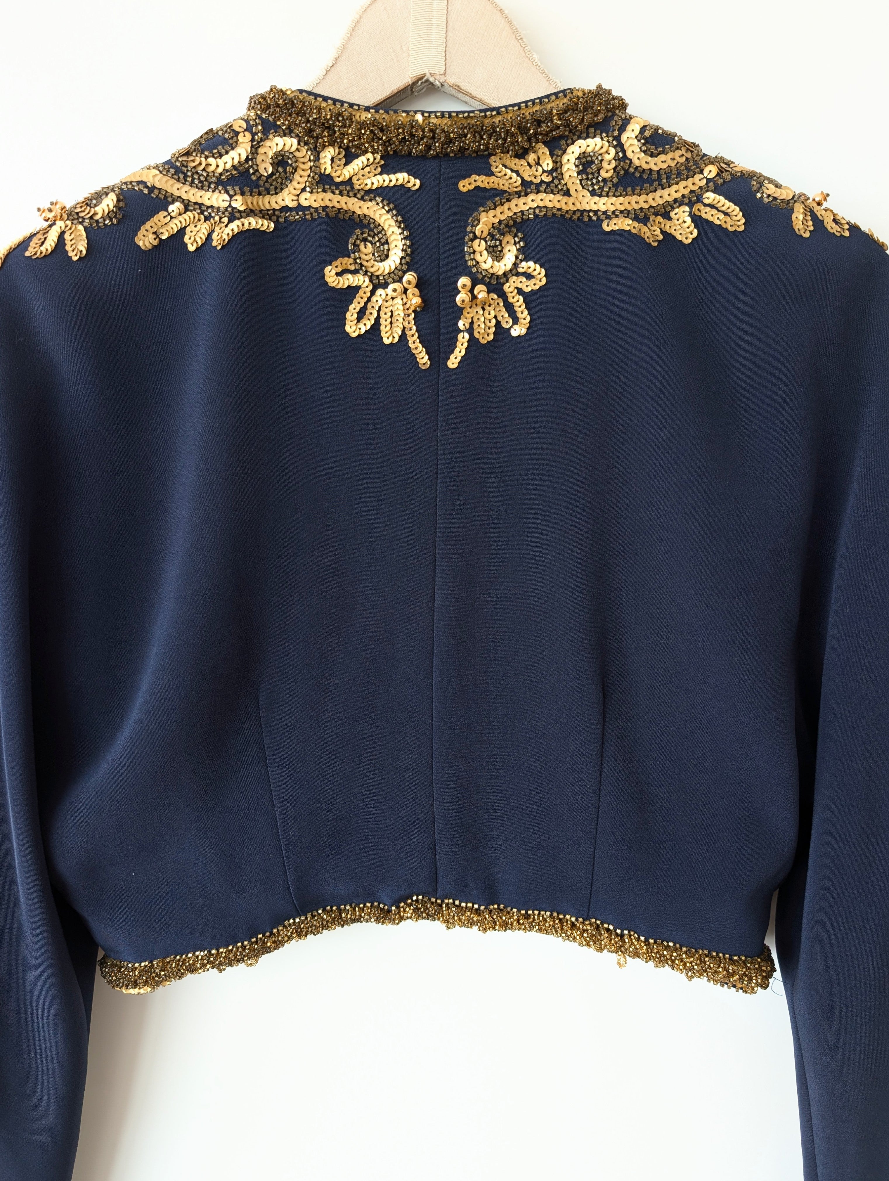 Kurzjacke 80s Bohemian Perlen & Pailletten (M-L)