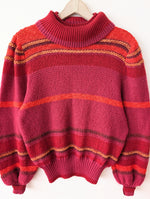 Lade das Bild in den Galerie-Viewer, Pullover Mohair Blockstreifen Rollkragen (M-L)
