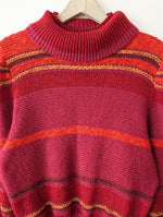 Lade das Bild in den Galerie-Viewer, Pullover Mohair Blockstreifen Rollkragen (M-L)
