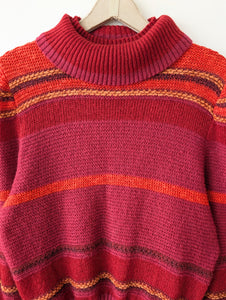 Pullover Mohair Blockstreifen Rollkragen (M-L)