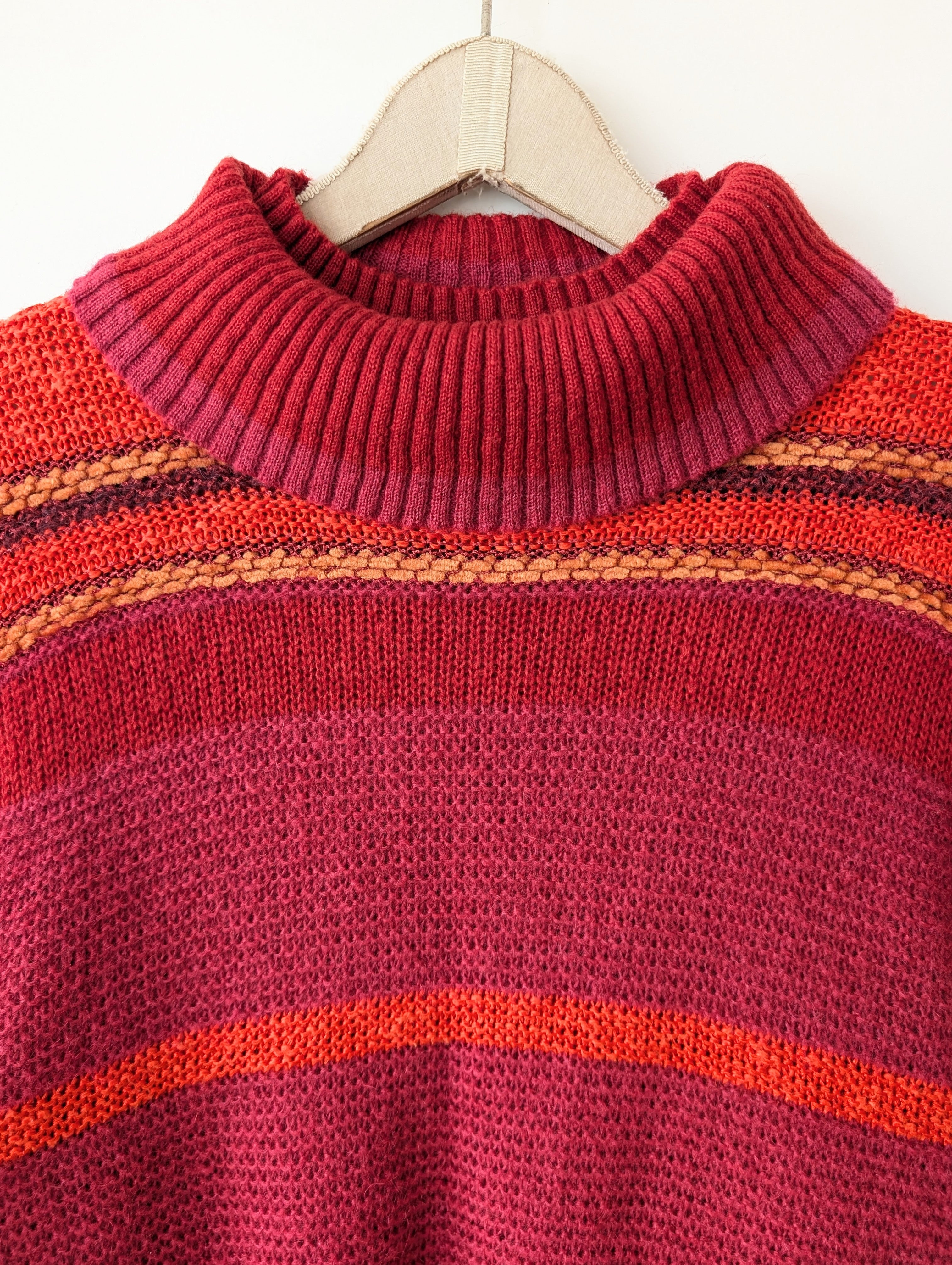 Pullover Mohair Blockstreifen Rollkragen (M-L)