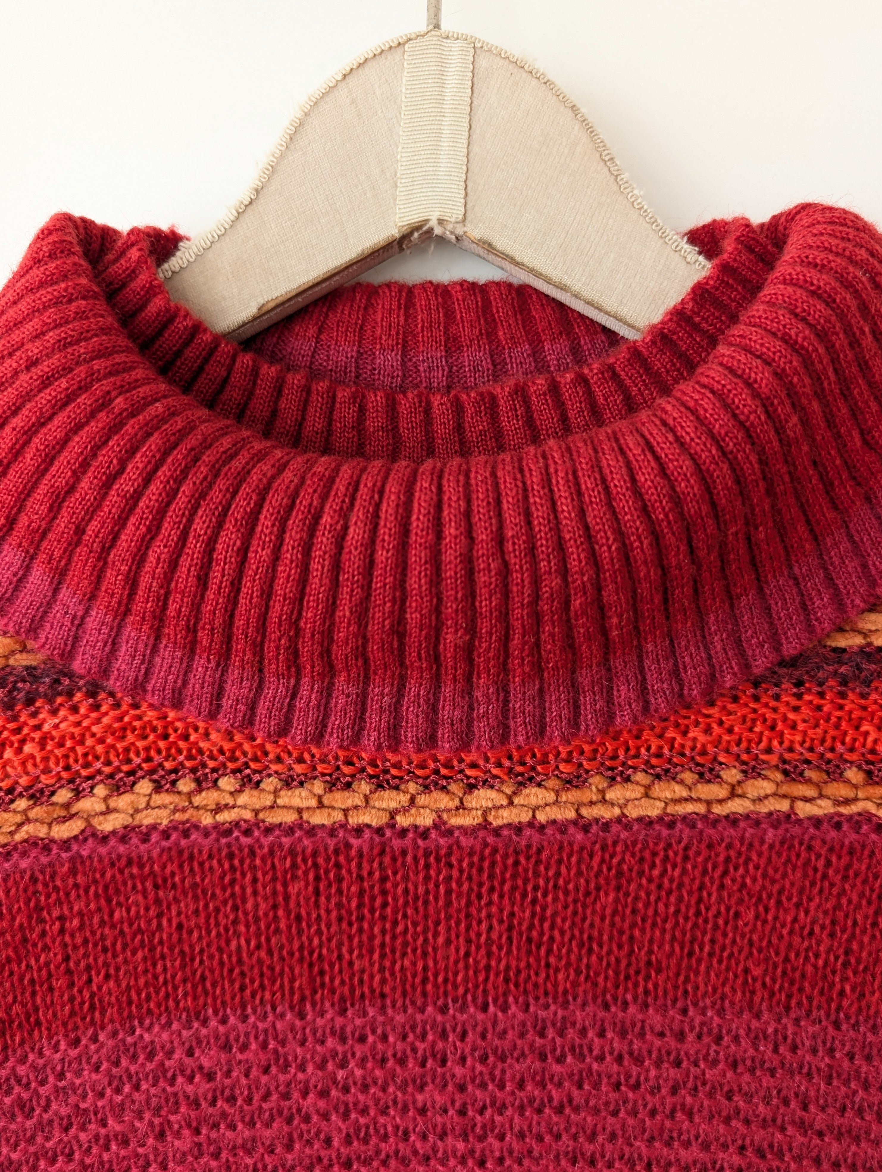 Pullover Mohair Blockstreifen Rollkragen (M-L)