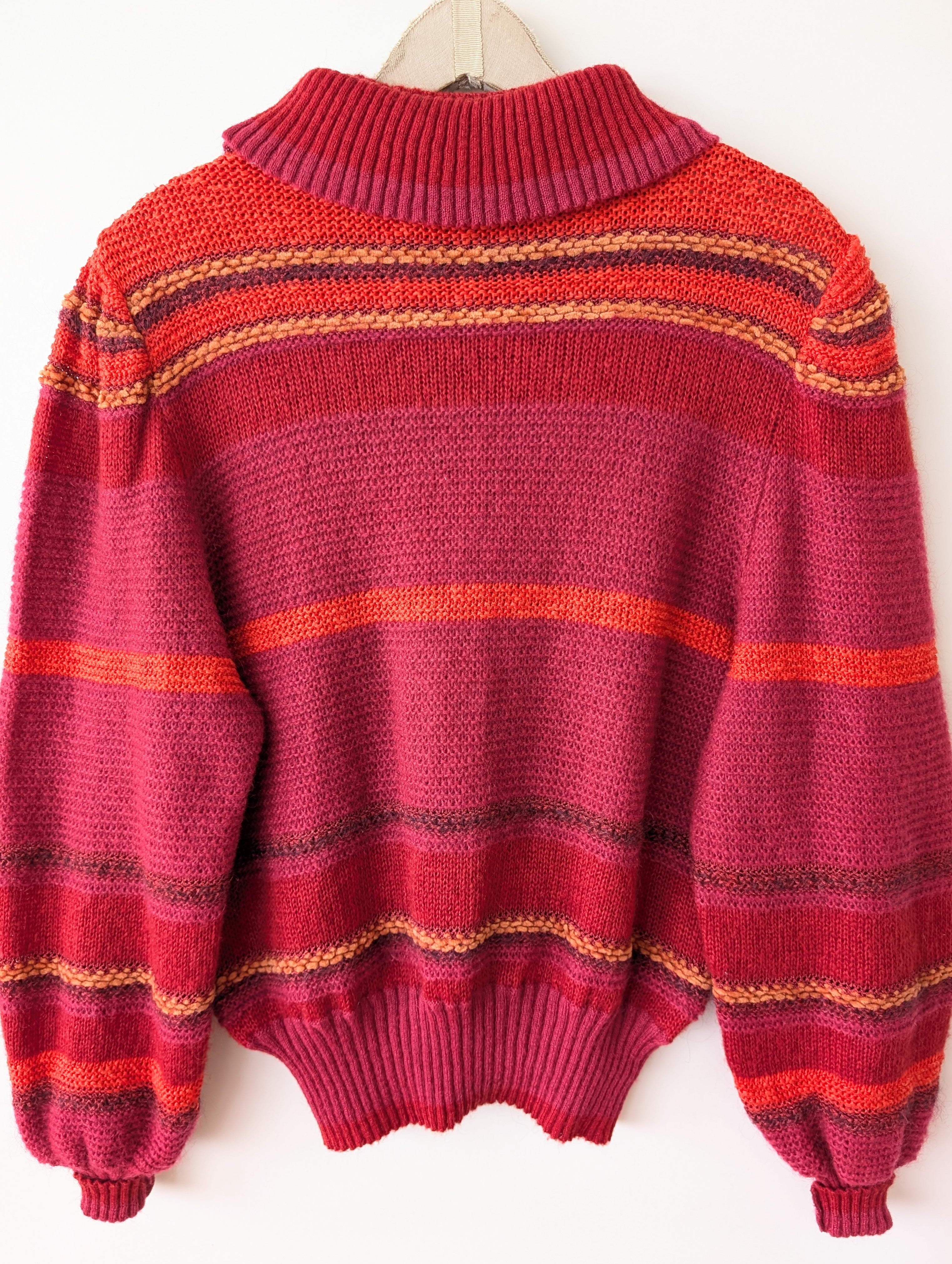 Pullover Mohair Blockstreifen Rollkragen (M-L)