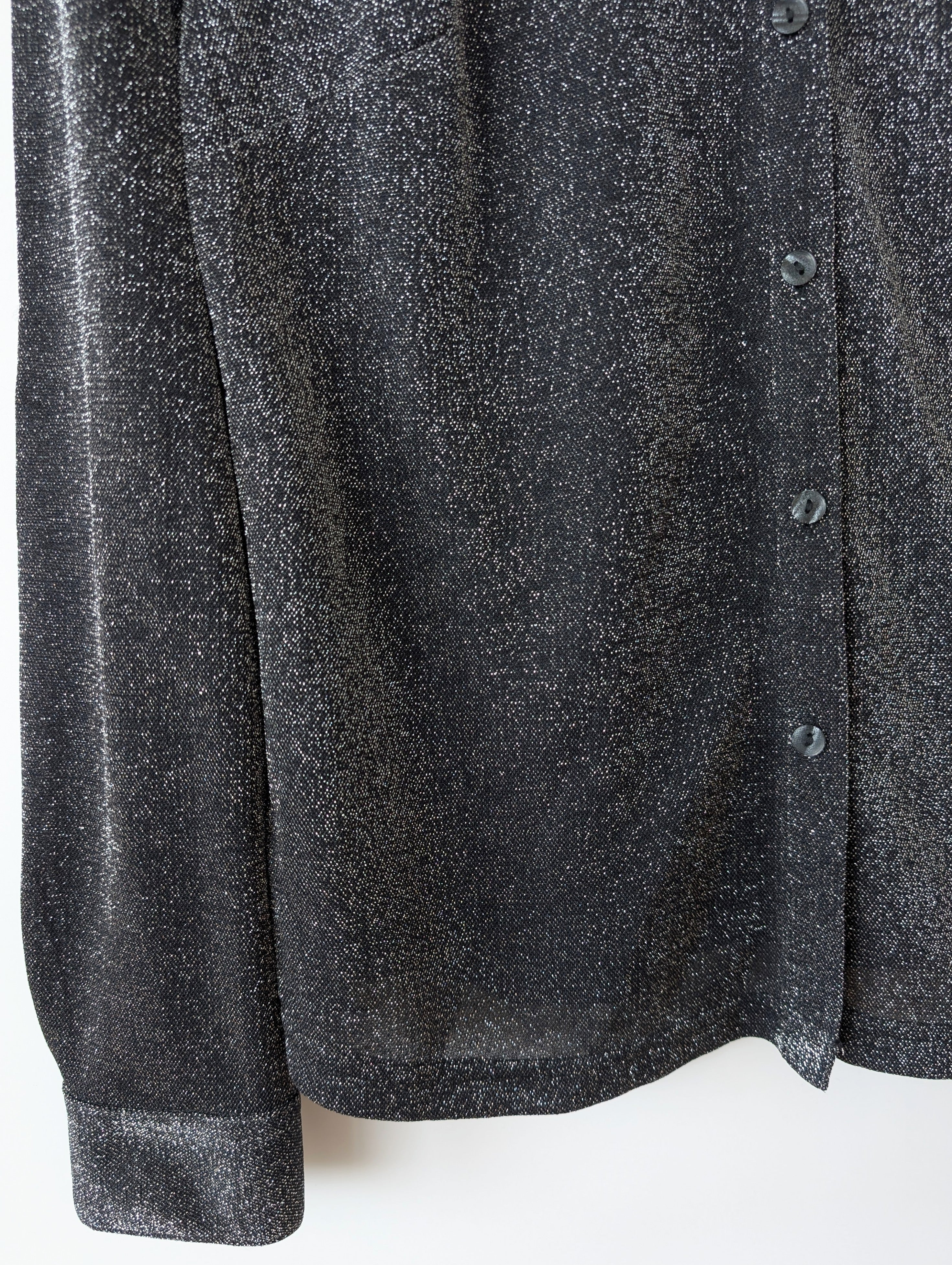 Bluse 90s Glitzer Galaxy Anthrazit (M-L)