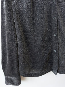 Bluse 90s Glitzer Galaxy Anthrazit (M-L)