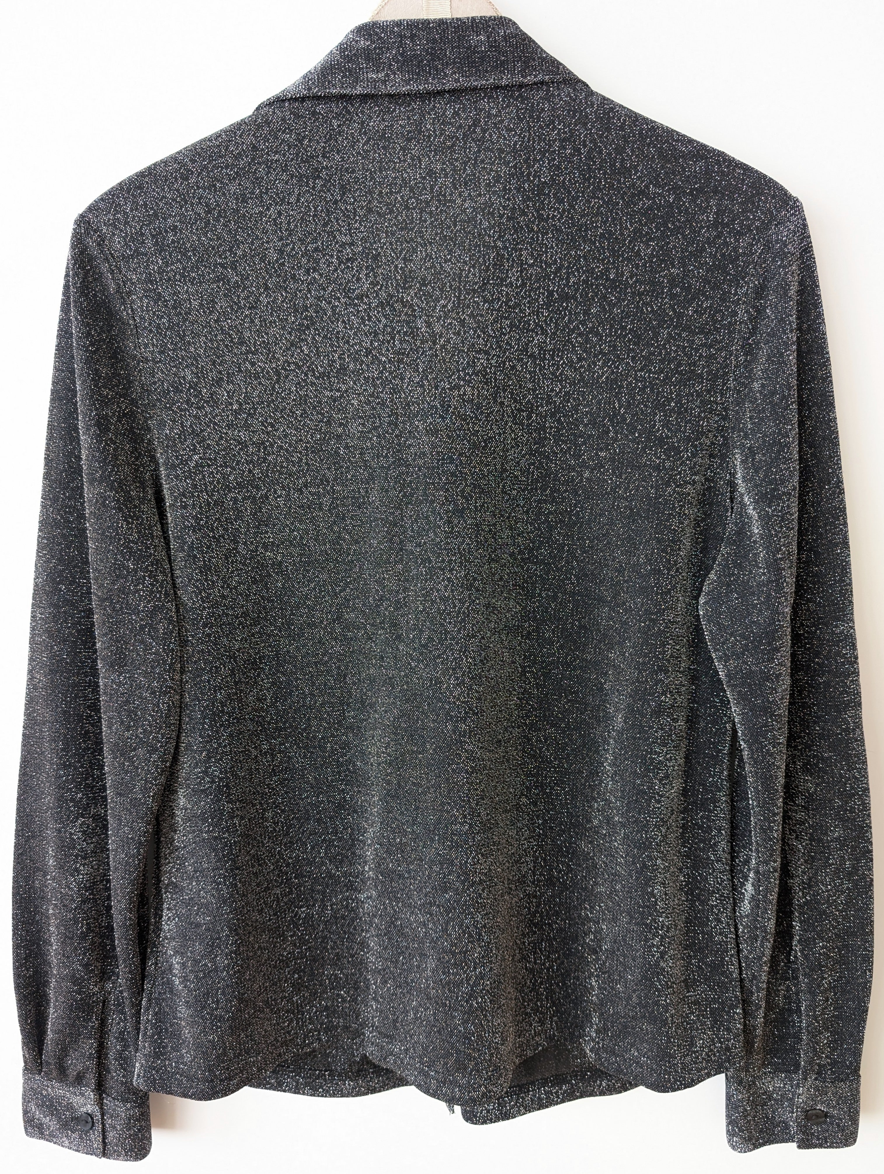 Bluse 90s Glitzer Galaxy Anthrazit (M-L)