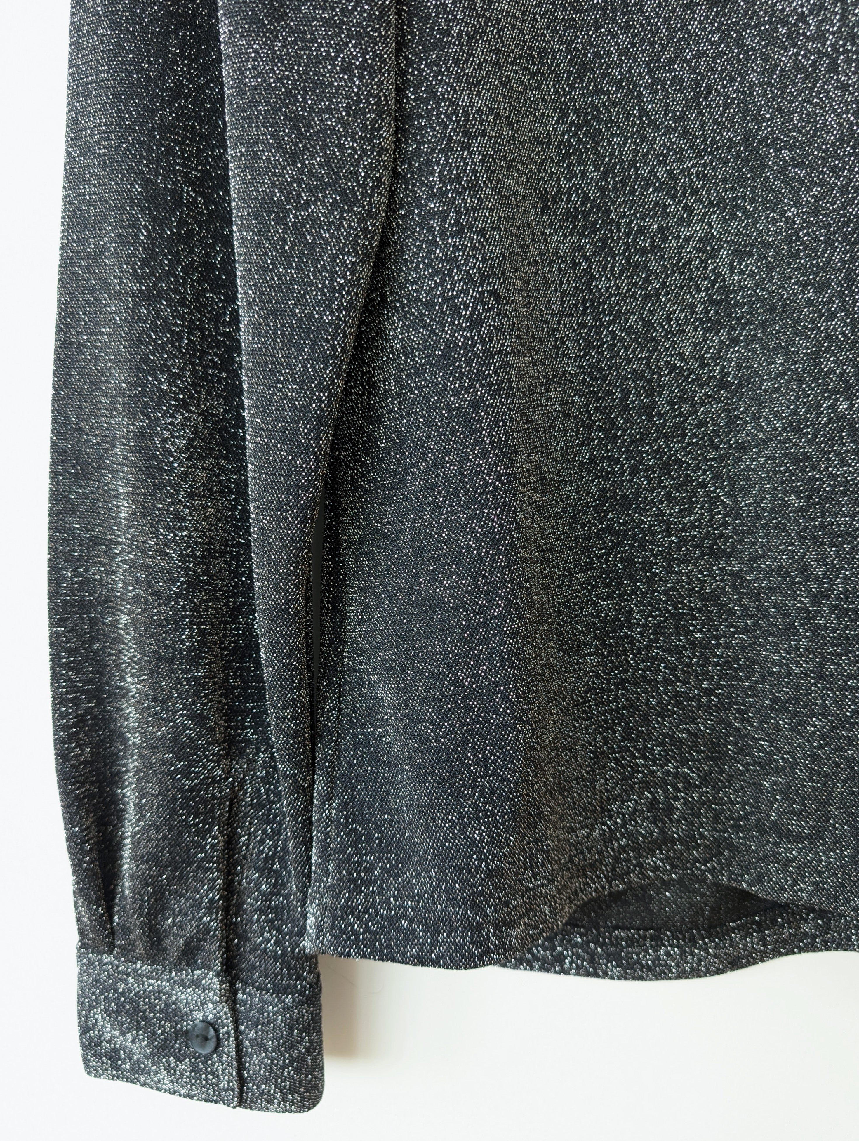 Bluse 90s Glitzer Galaxy Anthrazit (M-L)