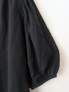 Bluse 80s Ballonärmel Schwarz Basic (XL)