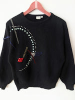 Lade das Bild in den Galerie-Viewer, *Angora Wolle* Pullover 80s Perlen Stick (S-M)
