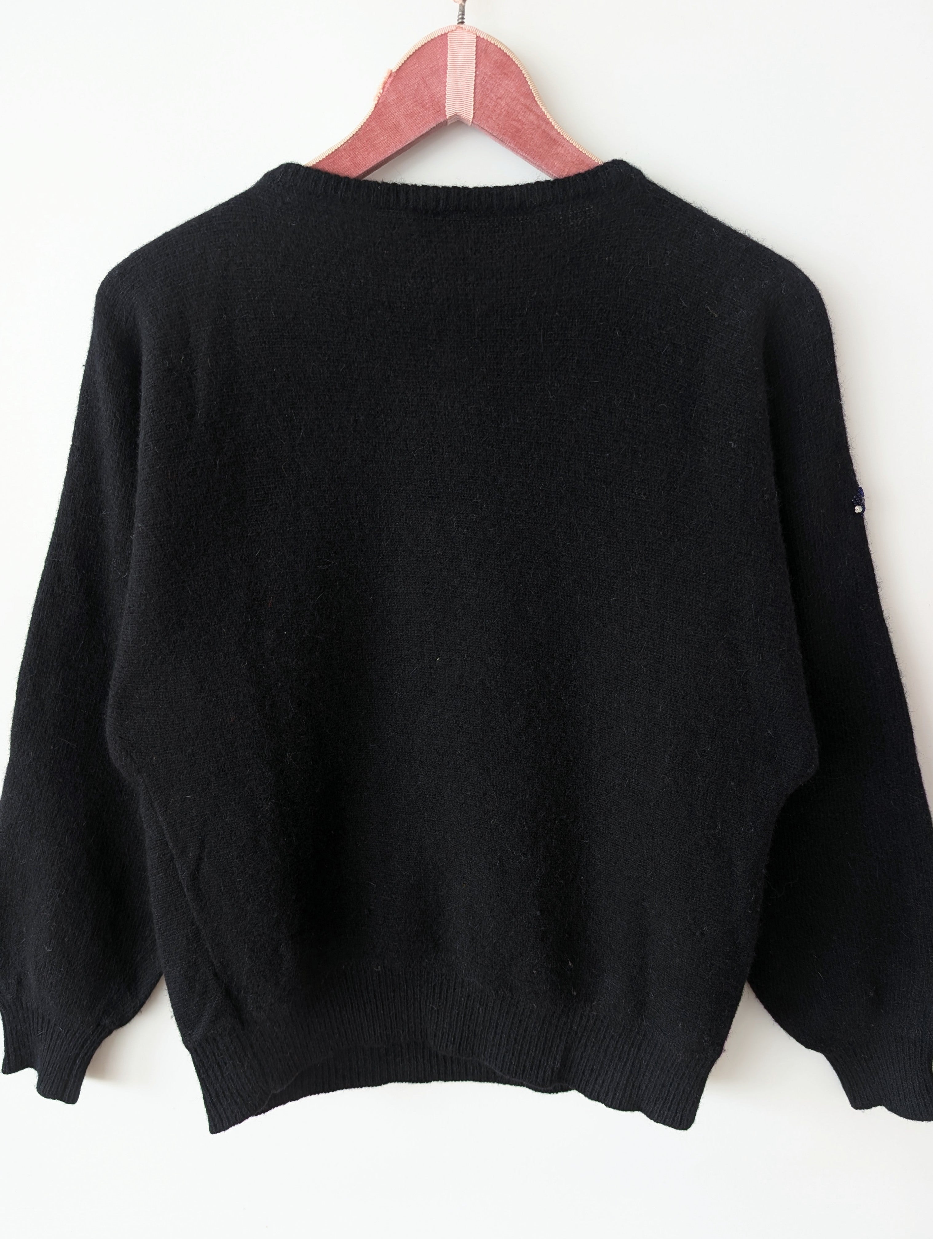 *Angora Wolle* Pullover 80s Perlen Stick (S-M)